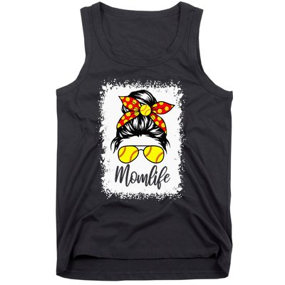 Leopard Messy Bun Ball Mom Baseball Softball Mom Mothers Day Tank Top