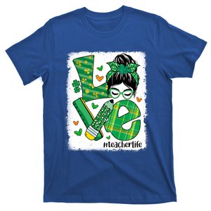 Love Messy Bun Teacher Saint Patricks Day Lucky Teacher Gift T-Shirt