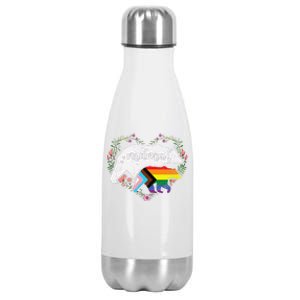 Lgbtq Mama Bear Progress Pride Flag Gay Equal Rights Rainbow Stainless Steel Insulated Water Bottle