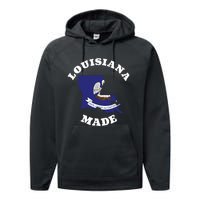 Louisiana Made Blue Louisiana Flag Louisiana State Pride Performance Fleece Hoodie