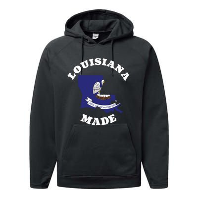 Louisiana Made Blue Louisiana Flag Louisiana State Pride Performance Fleece Hoodie