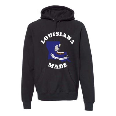 Louisiana Made Blue Louisiana Flag Louisiana State Pride Premium Hoodie