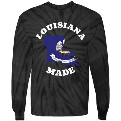 Louisiana Made Blue Louisiana Flag Louisiana State Pride Tie-Dye Long Sleeve Shirt