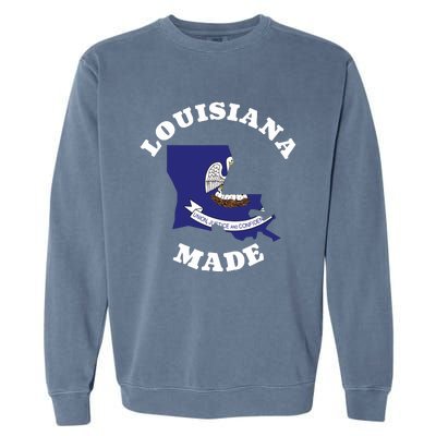 Louisiana Made Blue Louisiana Flag Louisiana State Pride Garment-Dyed Sweatshirt