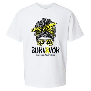 Leopard Messy Bun  Survivor Sarcoma Awareness Sueded Cloud Jersey T-Shirt