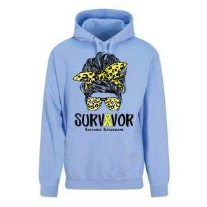 Leopard Messy Bun  Survivor Sarcoma Awareness Unisex Surf Hoodie