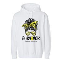 Leopard Messy Bun  Survivor Sarcoma Awareness Garment-Dyed Fleece Hoodie