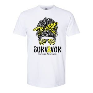 Leopard Messy Bun  Survivor Sarcoma Awareness Softstyle CVC T-Shirt