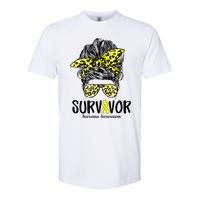 Leopard Messy Bun  Survivor Sarcoma Awareness Softstyle CVC T-Shirt