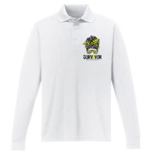 Leopard Messy Bun  Survivor Sarcoma Awareness Performance Long Sleeve Polo