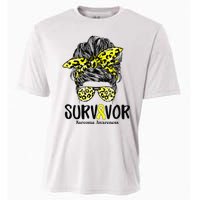 Leopard Messy Bun  Survivor Sarcoma Awareness Cooling Performance Crew T-Shirt