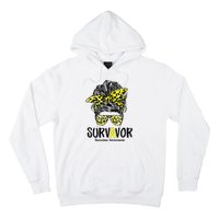 Leopard Messy Bun  Survivor Sarcoma Awareness Hoodie