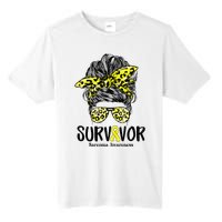 Leopard Messy Bun  Survivor Sarcoma Awareness Tall Fusion ChromaSoft Performance T-Shirt