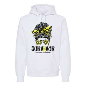 Leopard Messy Bun  Survivor Sarcoma Awareness Premium Hoodie