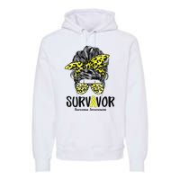 Leopard Messy Bun  Survivor Sarcoma Awareness Premium Hoodie