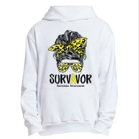 Leopard Messy Bun  Survivor Sarcoma Awareness Urban Pullover Hoodie