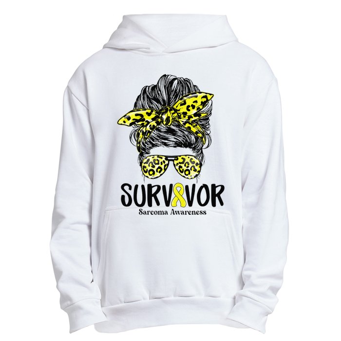 Leopard Messy Bun  Survivor Sarcoma Awareness Urban Pullover Hoodie