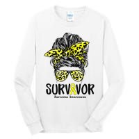 Leopard Messy Bun  Survivor Sarcoma Awareness Tall Long Sleeve T-Shirt