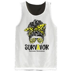 Leopard Messy Bun  Survivor Sarcoma Awareness Mesh Reversible Basketball Jersey Tank