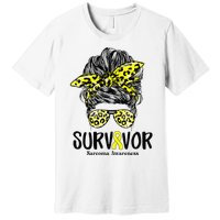 Leopard Messy Bun  Survivor Sarcoma Awareness Premium T-Shirt