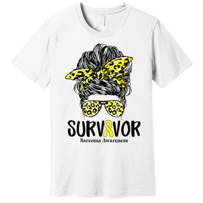 Leopard Messy Bun  Survivor Sarcoma Awareness Premium T-Shirt