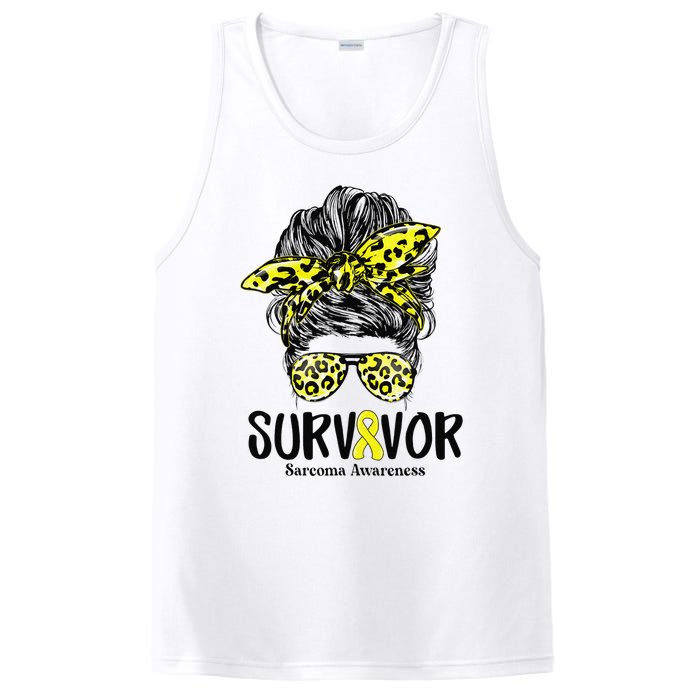 Leopard Messy Bun  Survivor Sarcoma Awareness PosiCharge Competitor Tank