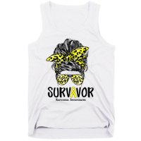 Leopard Messy Bun  Survivor Sarcoma Awareness Tank Top