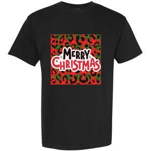 Leopard Merry Christmas Christmas Family Buffalo Plaid Christmas Leopard Prin Garment-Dyed Heavyweight T-Shirt