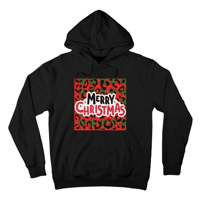 Leopard Merry Christmas Christmas Family Buffalo Plaid Christmas Leopard Prin Hoodie