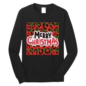 Leopard Merry Christmas Christmas Family Buffalo Plaid Christmas Leopard Prin Long Sleeve Shirt