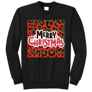 Leopard Merry Christmas Christmas Family Buffalo Plaid Christmas Leopard Prin Sweatshirt