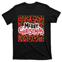 Leopard Merry Christmas Christmas Family Buffalo Plaid Christmas Leopard Prin T-Shirt