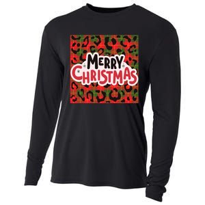 Leopard Merry Christmas Christmas Family Buffalo Plaid Christmas Leopard Prin Cooling Performance Long Sleeve Crew