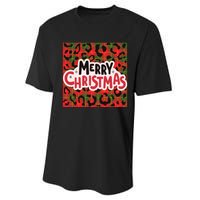 Leopard Merry Christmas Christmas Family Buffalo Plaid Christmas Leopard Prin Performance Sprint T-Shirt