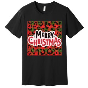 Leopard Merry Christmas Christmas Family Buffalo Plaid Christmas Leopard Prin Premium T-Shirt