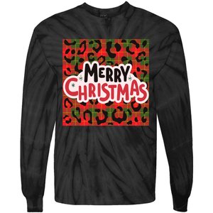 Leopard Merry Christmas Christmas Family Buffalo Plaid Christmas Leopard Prin Tie-Dye Long Sleeve Shirt