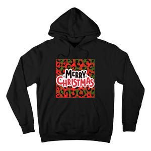 Leopard Merry Christmas Christmas Family Buffalo Plaid Christmas Leopard Prin Tall Hoodie