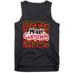 Leopard Merry Christmas Christmas Family Buffalo Plaid Christmas Leopard Prin Tank Top