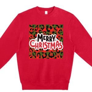 Leopard Merry Christmas Christmas Family Buffalo Plaid Christmas Leopard Prin Premium Crewneck Sweatshirt