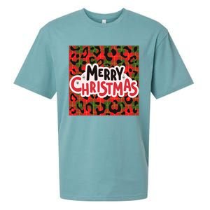 Leopard Merry Christmas Christmas Family Buffalo Plaid Christmas Leopard Prin Sueded Cloud Jersey T-Shirt