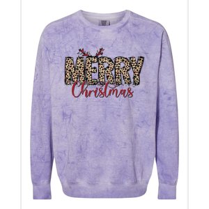 Leopard Merry Christmas Colorblast Crewneck Sweatshirt