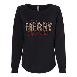 Leopard Merry Christmas Womens California Wash Sweatshirt