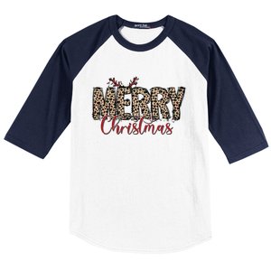 Leopard Merry Christmas Baseball Sleeve Shirt