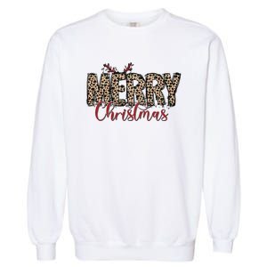 Leopard Merry Christmas Garment-Dyed Sweatshirt