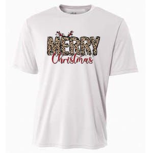 Leopard Merry Christmas Cooling Performance Crew T-Shirt