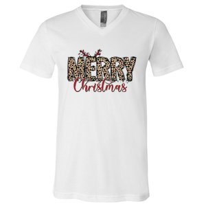 Leopard Merry Christmas V-Neck T-Shirt