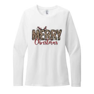 Leopard Merry Christmas Womens CVC Long Sleeve Shirt