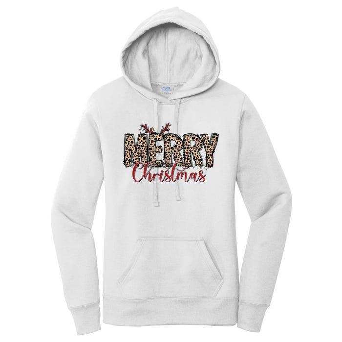 Leopard Merry Christmas Women's Pullover Hoodie