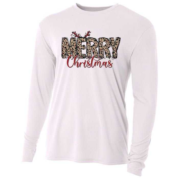 Leopard Merry Christmas Cooling Performance Long Sleeve Crew