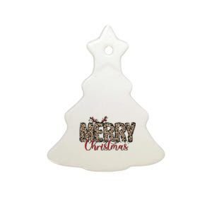 Leopard Merry Christmas Ceramic Tree Ornament